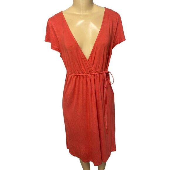 Sundance crossover plunging v neck midi dress medium - Picture 1 of 5